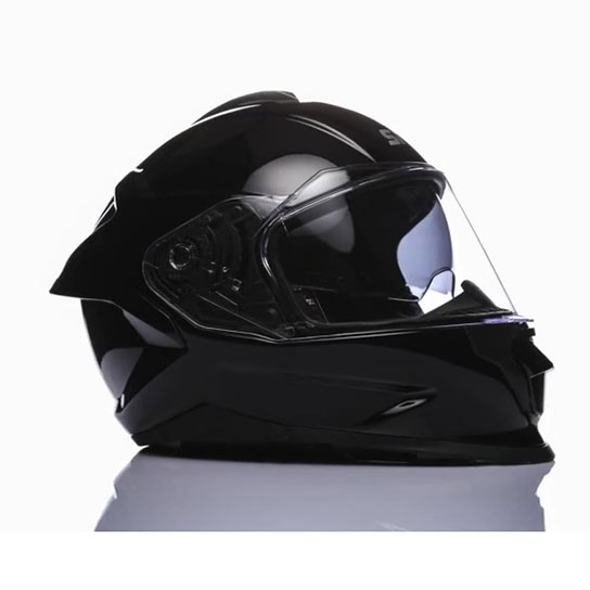 black titan sv union motorcycle helmet SMK Carbon | Nero Carbon Reinforced strap retention system Saturn SV Helmet, Matte Tan