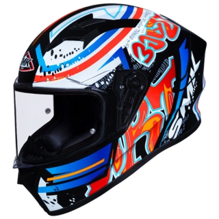 SMK Stellar Graffiti Helmet Gloss- Blue/Orange