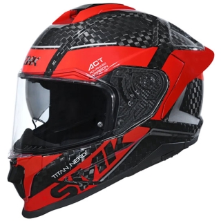 SMK Titan Carbon Fiber Nero Gloss Helmet -Black /Red