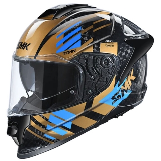 SMK Titan Carbon Fiber T-Race Gloss Helmet - Black/Gold
