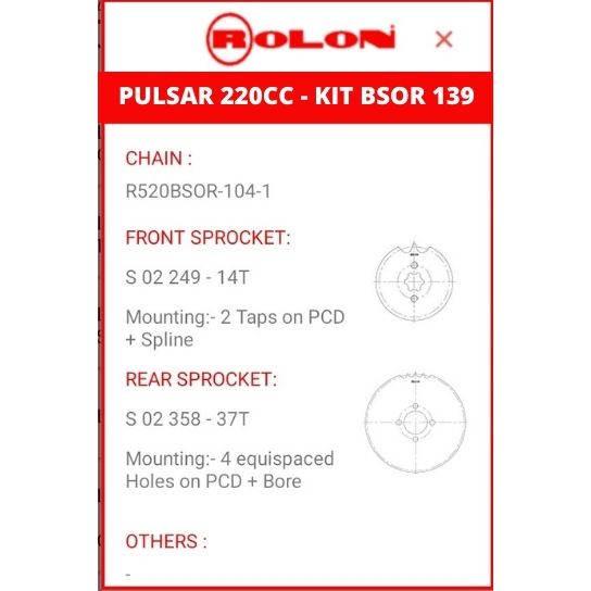 Pulsar 220 chain sprocket - BSOR-139