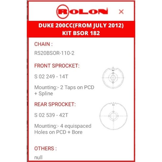 ktm chain sprocket BSOR-182