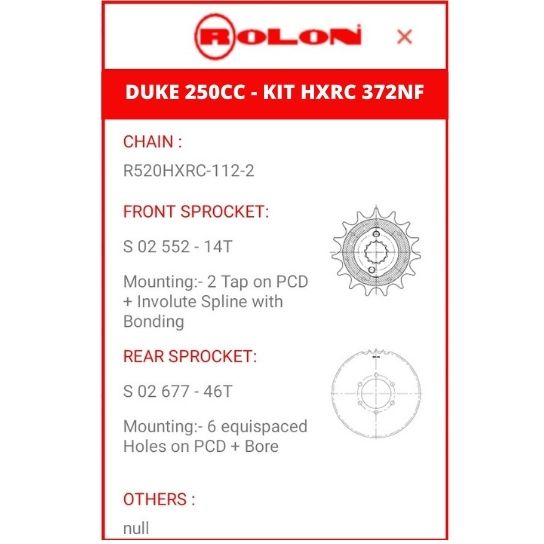 duke 250 chain sprocket price Rs.3767