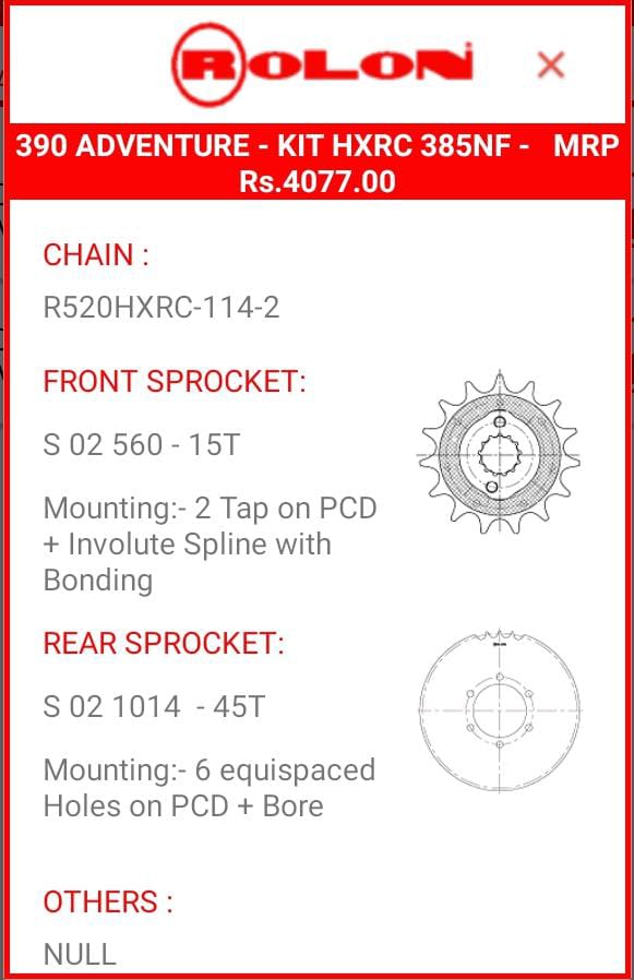 Chain Sprocket Kit for KTM 390Adv /250 Adventure